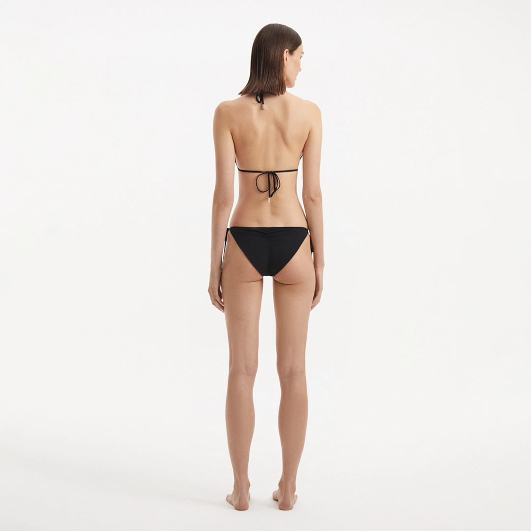 Sarita Black Triangle Wave Textured Side Tie Bikini Set | Moeva | Bikini Set | Each week unveils new pieces—luxury swimwear, fluid resort silhouettes, and elevated summer-to-evening essentials designed to carry you from coastal escapes to city nights.