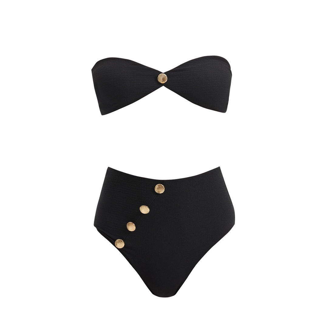 Baia Black Bandeau High Waist Bikini Set | Moeva | Bikini Set | Each week unveils new pieces—luxury swimwear, fluid resort silhouettes, and elevated summer-to-evening essentials designed to carry you from coastal escapes to city nights.