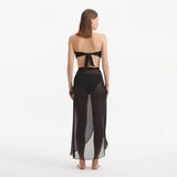 Xander Black Sheer Maxi Skirt with Gold Button Details | Moeva | Beachwear Skirts | Each week unveils new pieces—luxury swimwear, fluid resort silhouettes, and elevated summer-to-evening essentials designed to carry you from coastal escapes to city nights.