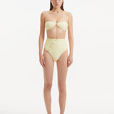 Baia Yellow Bandeau Textured Bikini Top