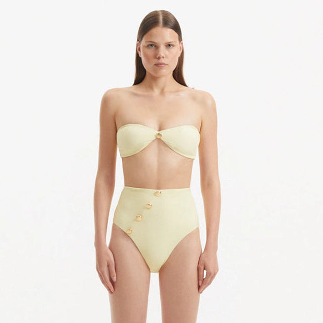 Baia Yellow Bandeau High Waist Bikini Set | Moeva | Bikini Set | Each week unveils new pieces—luxury swimwear, fluid resort silhouettes, and elevated summer-to-evening essentials designed to carry you from coastal escapes to city nights.