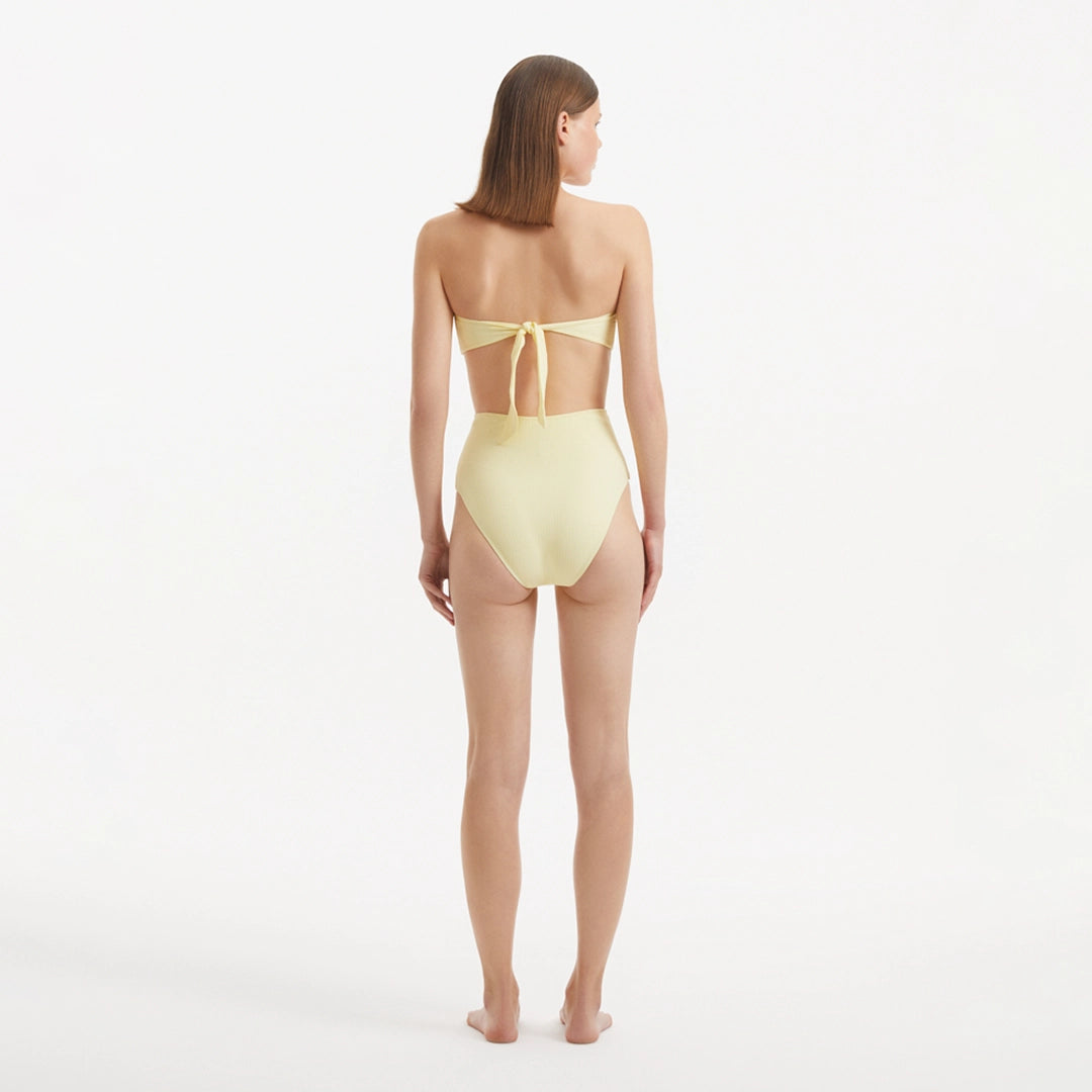 Baia Yellow Bandeau High Waist Bikini Set | Moeva | Bikini Sets | Each week unveils new pieces—luxury swimwear, fluid resort silhouettes, and elevated summer-to-evening essentials designed to carry you from coastal escapes to city nights.