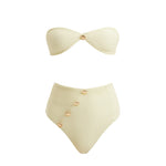 Baia Yellow Bandeau High Waist Bikini Set | Moeva | Bikini Sets | Each week unveils new pieces—luxury swimwear, fluid resort silhouettes, and elevated summer-to-evening essentials designed to carry you from coastal escapes to city nights.