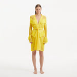 Kenga Knitted Knee-Length Long-Sleeve Belted Yellow Kaftan | Moeva | Kaftans | Each week unveils new pieces—luxury swimwear, fluid resort silhouettes, and elevated summer-to-evening essentials designed to carry you from coastal escapes to city nights.