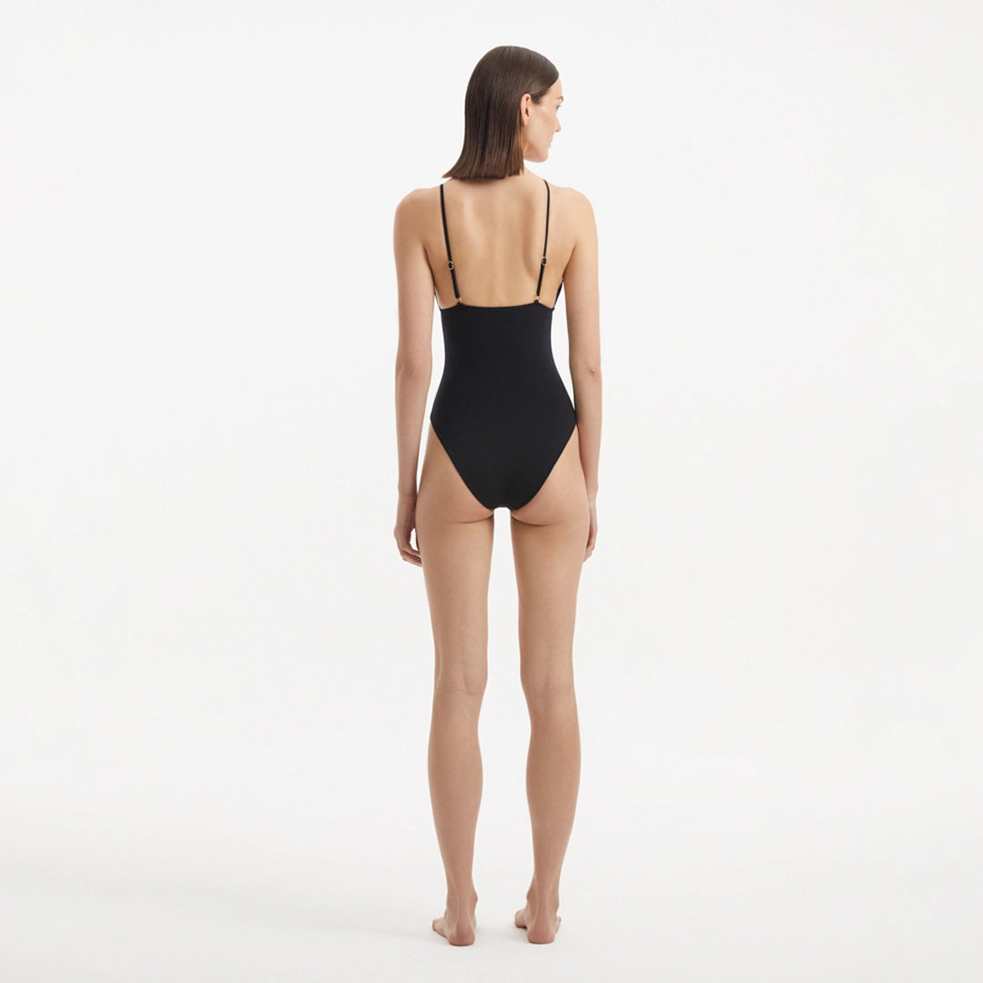 Anahita Black V Neck Swimsuit | Moeva | Swimsuit | Each week unveils new pieces—luxury swimwear, fluid resort silhouettes, and elevated summer-to-evening essentials designed to carry you from coastal escapes to city nights.