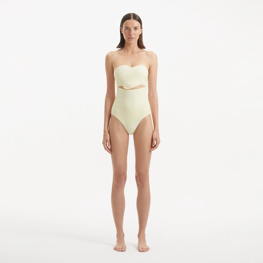 Adria Yellow Bandeu Swimsuit | Moeva | Swimsuit | Each week unveils new pieces—luxury swimwear, fluid resort silhouettes, and elevated summer-to-evening essentials designed to carry you from coastal escapes to city nights.