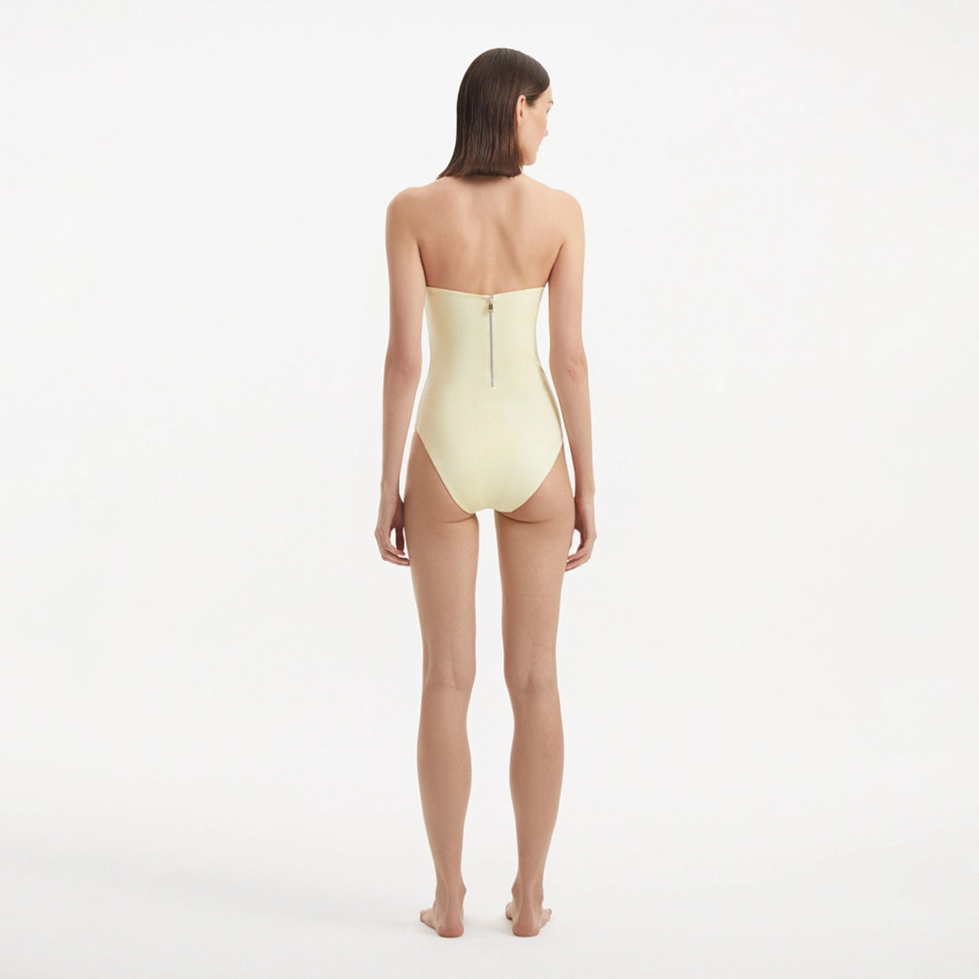 Adria Yellow Bandeu Swimsuit | Moeva | Swimsuit | Each week unveils new pieces—luxury swimwear, fluid resort silhouettes, and elevated summer-to-evening essentials designed to carry you from coastal escapes to city nights.