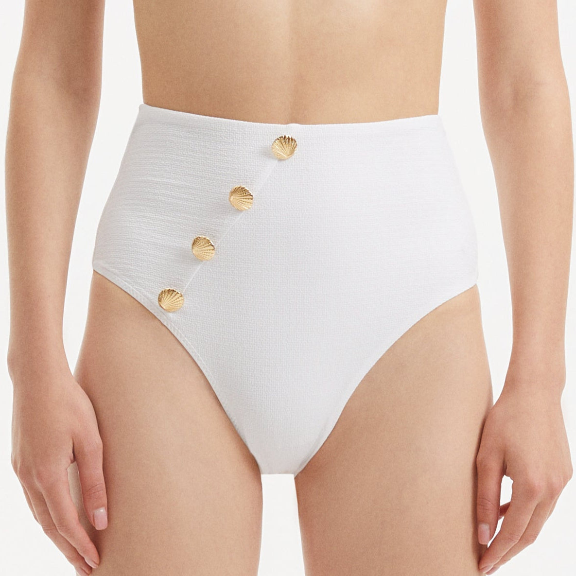 Baia White High Waist Bikini Bottom | Moeva | Bikini Bottom | Each week unveils new pieces—luxury swimwear, fluid resort silhouettes, and elevated summer-to-evening essentials designed to carry you from coastal escapes to city nights.