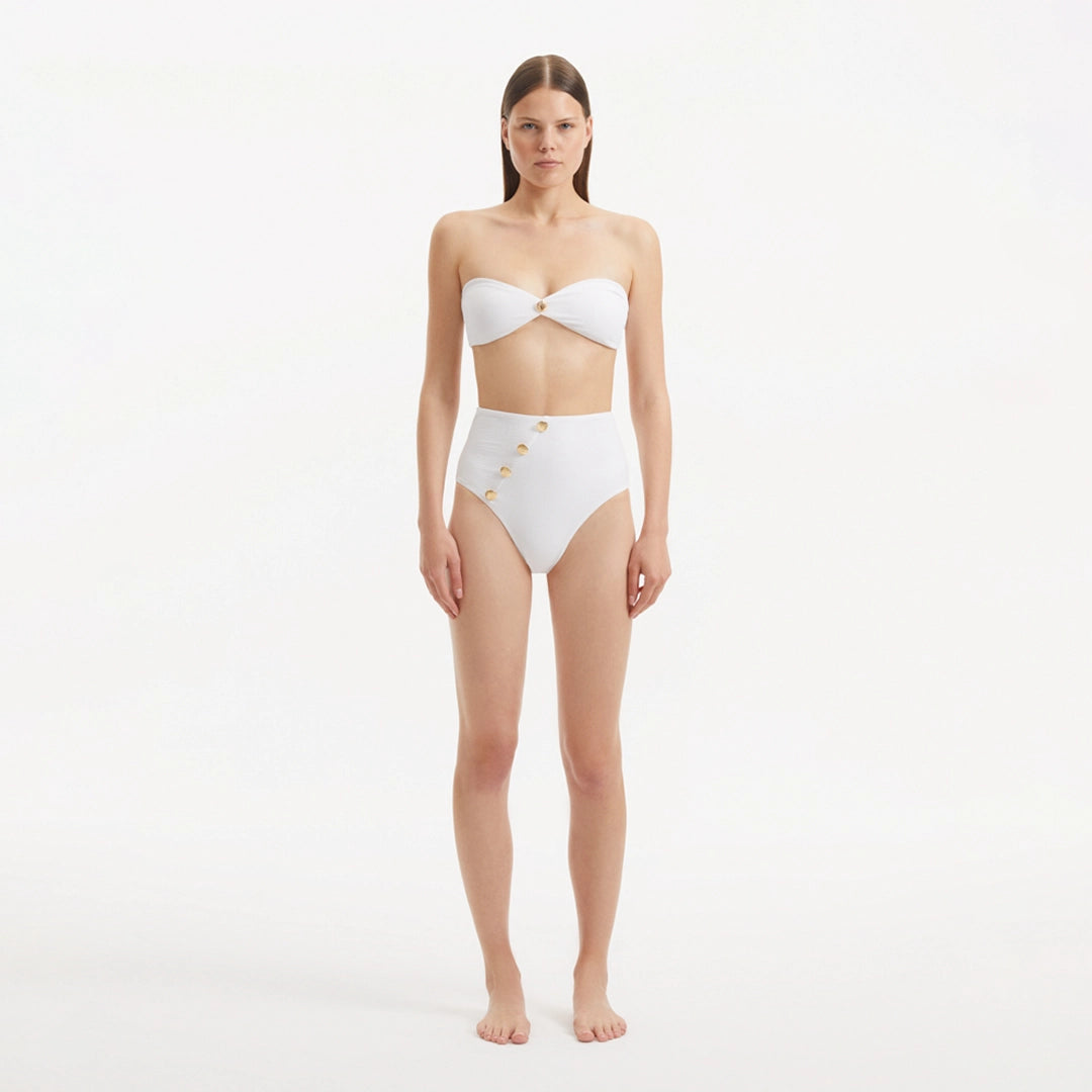 Baia White Bandeau High Waist Bikini Set | Moeva | Bikini Sets | Each week unveils new pieces—luxury swimwear, fluid resort silhouettes, and elevated summer-to-evening essentials designed to carry you from coastal escapes to city nights.