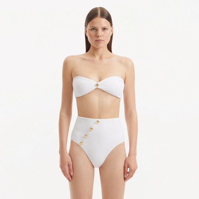 Baia White Bandeau High Waist Bikini Set | Moeva | Bikini Set | Each week unveils new pieces—luxury swimwear, fluid resort silhouettes, and elevated summer-to-evening essentials designed to carry you from coastal escapes to city nights.