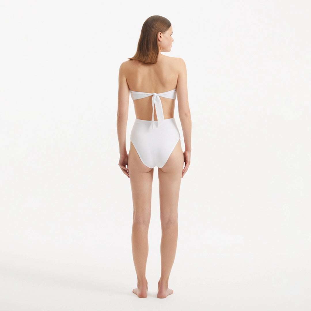 Baia White Bandeau High Waist Bikini Set | Moeva | Bikini Sets | Each week unveils new pieces—luxury swimwear, fluid resort silhouettes, and elevated summer-to-evening essentials designed to carry you from coastal escapes to city nights.