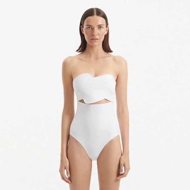 Adria White Bandeu Swimsuit | Moeva | Swimsuit | Each week unveils new pieces—luxury swimwear, fluid resort silhouettes, and elevated summer-to-evening essentials designed to carry you from coastal escapes to city nights.