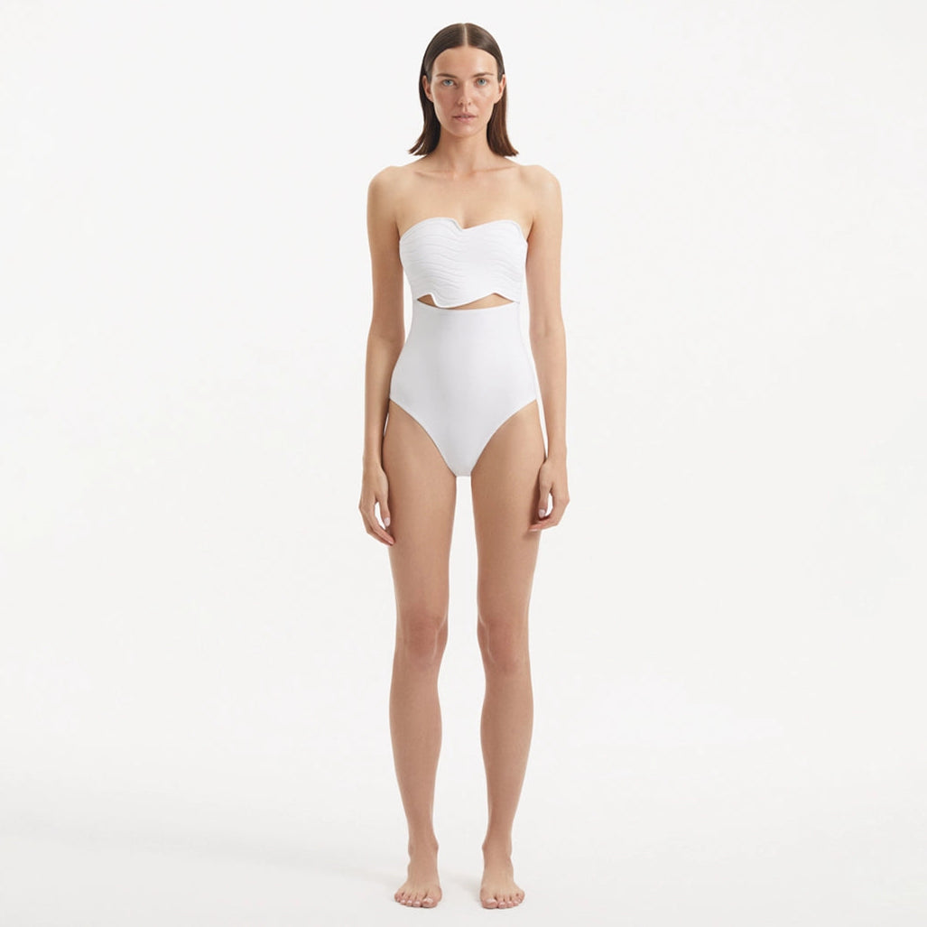 Adria White Bandeu Swimsuit | Moeva | Swimsuit | Each week unveils new pieces—luxury swimwear, fluid resort silhouettes, and elevated summer-to-evening essentials designed to carry you from coastal escapes to city nights.