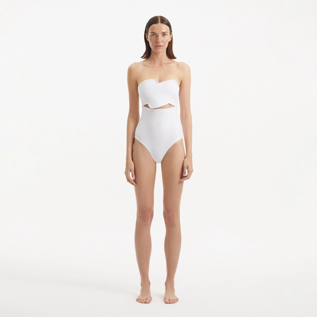 Adria White Bandeu Swimsuit | Moeva | Swimsuit | Each week unveils new pieces—luxury swimwear, fluid resort silhouettes, and elevated summer-to-evening essentials designed to carry you from coastal escapes to city nights.