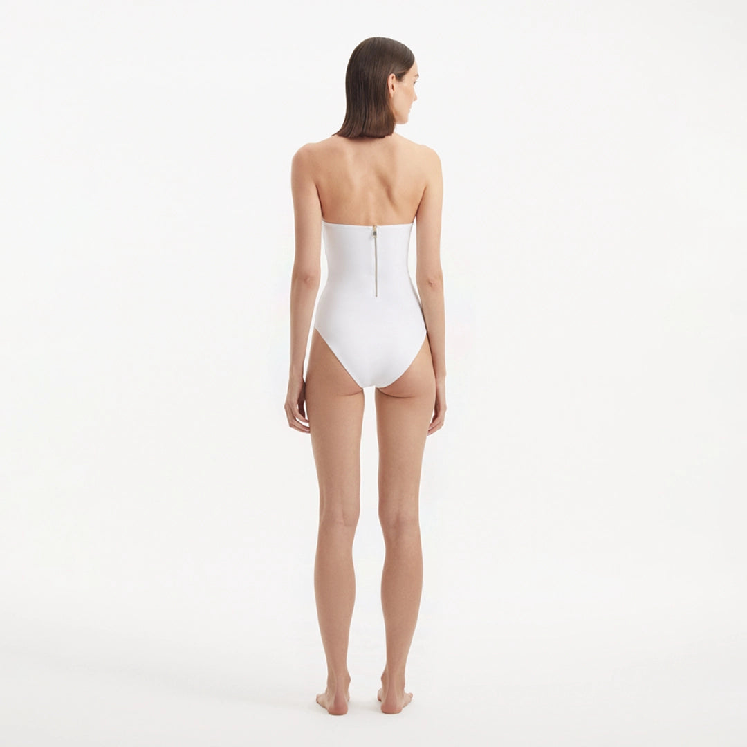 Adria White Bandeu Swimsuit | Moeva | Swimsuit | Each week unveils new pieces—luxury swimwear, fluid resort silhouettes, and elevated summer-to-evening essentials designed to carry you from coastal escapes to city nights.