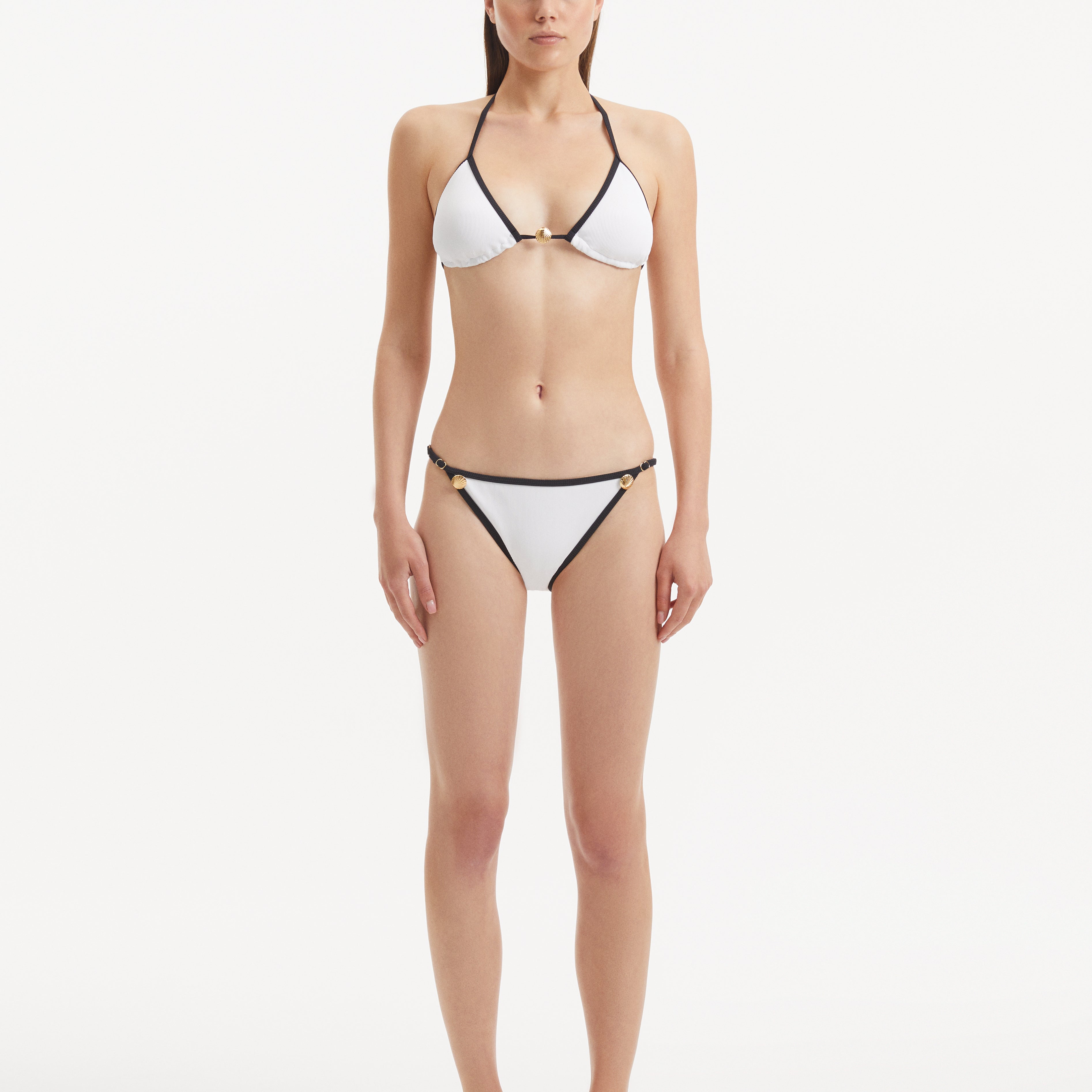 Zarya White Triangle Textured Bikini Top | Moeva | Bikini Top | Each week unveils new pieces—luxury swimwear, fluid resort silhouettes, and elevated summer-to-evening essentials designed to carry you from coastal escapes to city nights.