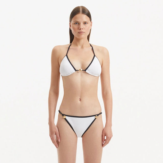 Zarya White Triangle Textured Mid Coverage Bikini Set | Moeva | Bikini Set | Each week unveils new pieces—luxury swimwear, fluid resort silhouettes, and elevated summer-to-evening essentials designed to carry you from coastal escapes to city nights.
