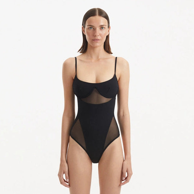Darya Black Scoop Neck Swimsuit | Moeva | Swimsuit | Each week unveils new pieces—luxury swimwear, fluid resort silhouettes, and elevated summer-to-evening essentials designed to carry you from coastal escapes to city nights.
