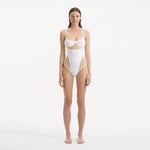 Darya White Scoop Neck Swimsuit | Moeva | Swimsuit | Each week unveils new pieces—luxury swimwear, fluid resort silhouettes, and elevated summer-to-evening essentials designed to carry you from coastal escapes to city nights.
