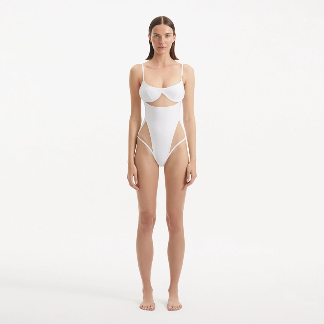 Darya White Scoop Neck Swimsuit | Moeva | Swimsuit | Each week unveils new pieces—luxury swimwear, fluid resort silhouettes, and elevated summer-to-evening essentials designed to carry you from coastal escapes to city nights.