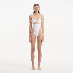 Darya White Scoop Neck Swimsuit | Moeva | Swimsuit | Each week unveils new pieces—luxury swimwear, fluid resort silhouettes, and elevated summer-to-evening essentials designed to carry you from coastal escapes to city nights.