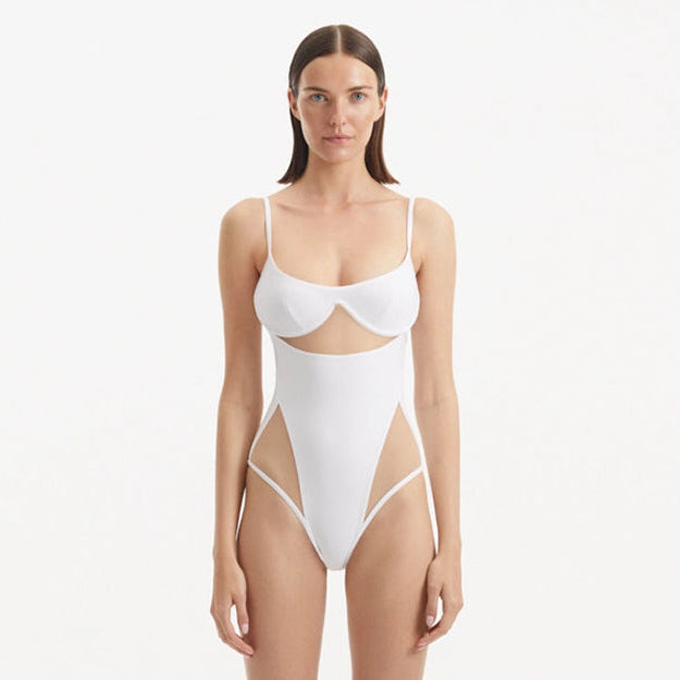 Darya White Scoop Neck Swimsuit | Moeva | Swimsuit | Each week unveils new pieces—luxury swimwear, fluid resort silhouettes, and elevated summer-to-evening essentials designed to carry you from coastal escapes to city nights.