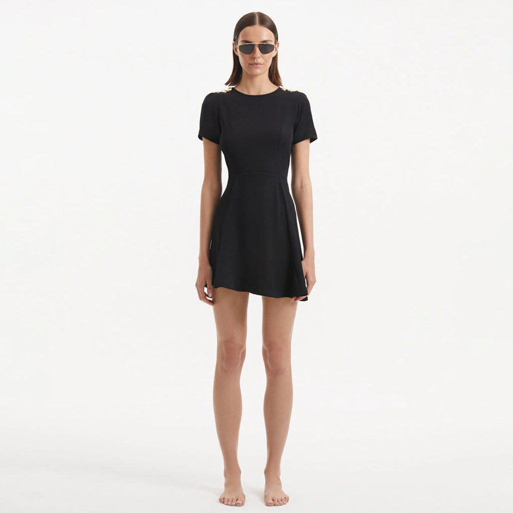 Derin Black Short-Sleeve Mini Dress | Moeva | Dress | Each week unveils new pieces—luxury swimwear, fluid resort silhouettes, and elevated summer-to-evening essentials designed to carry you from coastal escapes to city nights.