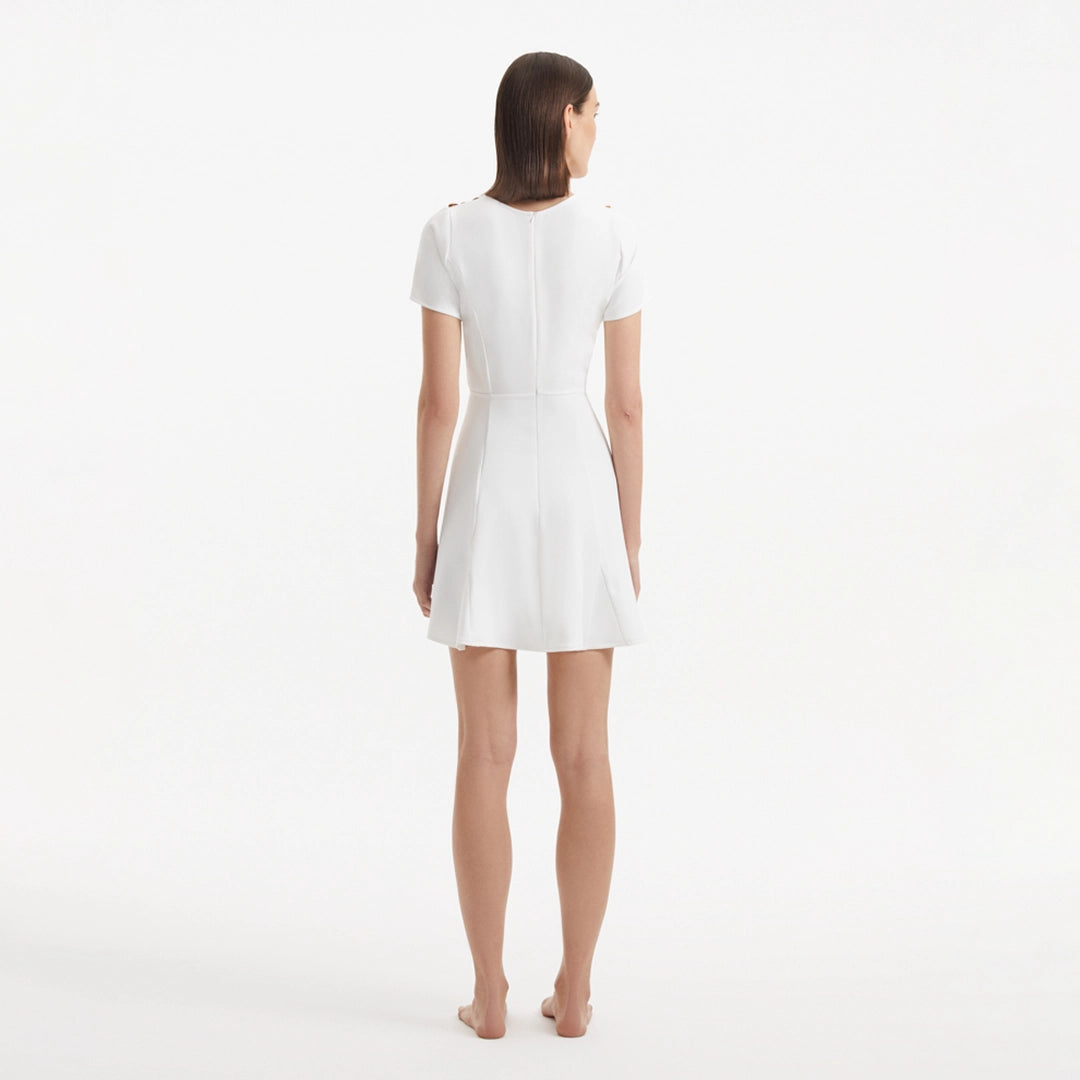 Derin White Short-Sleeve Mini Dress | Moeva | RTW Dresses | Each week unveils new pieces—luxury swimwear, fluid resort silhouettes, and elevated summer-to-evening essentials designed to carry you from coastal escapes to city nights.