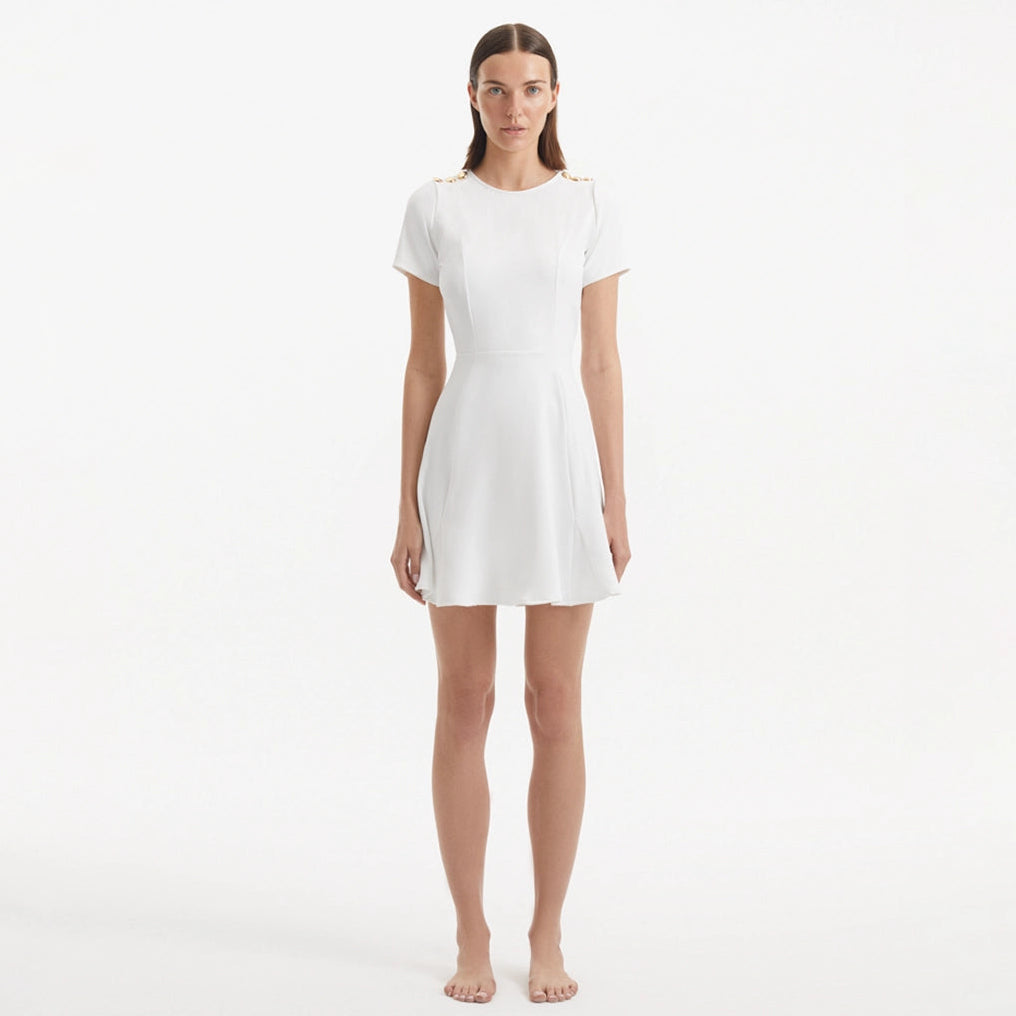 Derin White Short-Sleeve Mini Dress | Moeva | Dress | Each week unveils new pieces—luxury swimwear, fluid resort silhouettes, and elevated summer-to-evening essentials designed to carry you from coastal escapes to city nights.