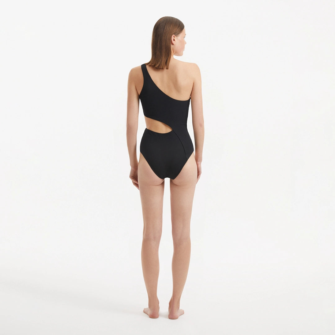 Narelle Black One Shoulder Textured Swimsuit | Moeva | Swimsuit | Each week unveils new pieces—luxury swimwear, fluid resort silhouettes, and elevated summer-to-evening essentials designed to carry you from coastal escapes to city nights.