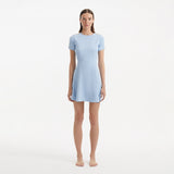 Derin Baby Blue Short-Sleeve Mini Dress | Moeva | RTW Dresses | Each week unveils new pieces—luxury swimwear, fluid resort silhouettes, and elevated summer-to-evening essentials designed to carry you from coastal escapes to city nights.