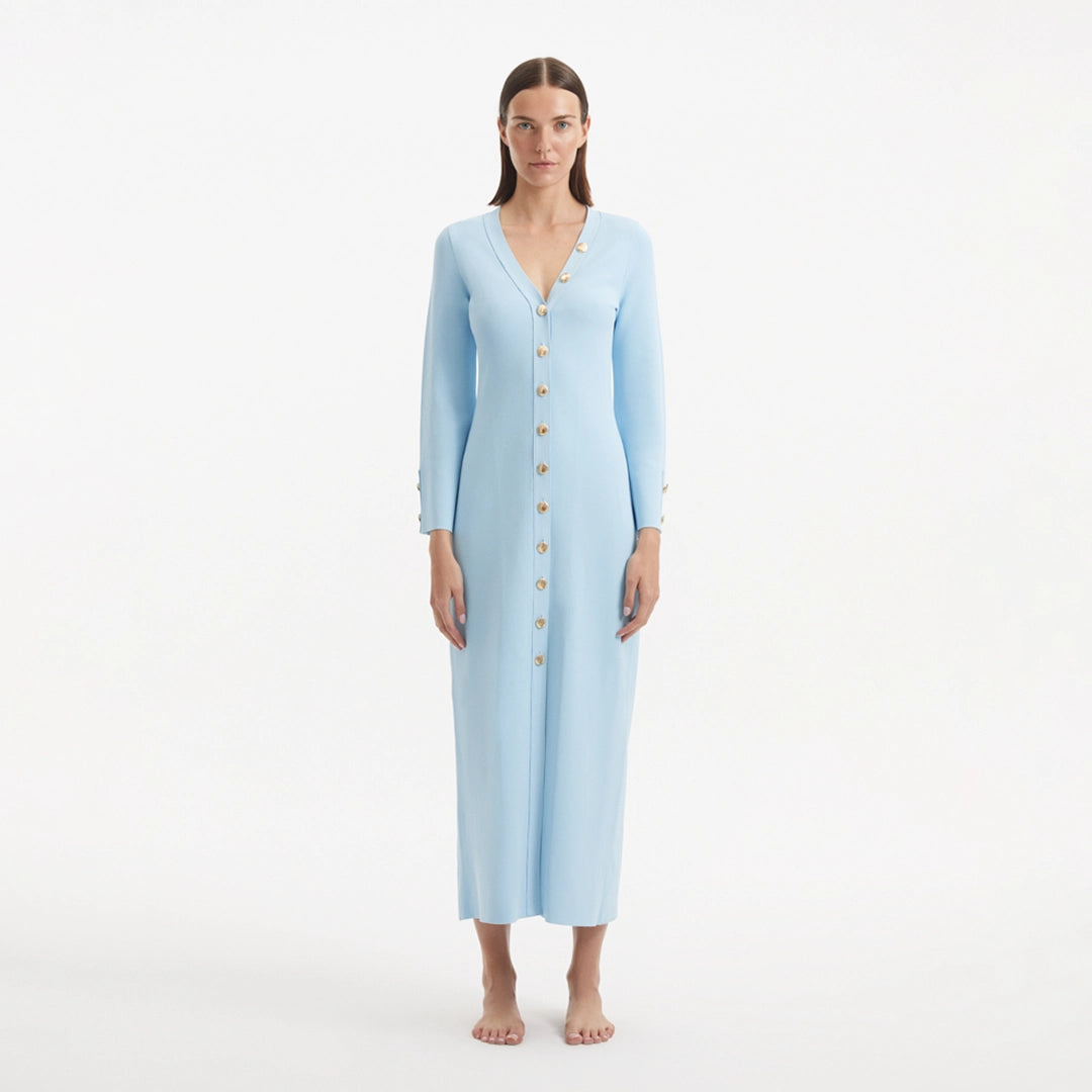 Nira Baby Blue Dress | Moeva | RTW Dresses | Each week unveils new pieces—luxury swimwear, fluid resort silhouettes, and elevated summer-to-evening essentials designed to carry you from coastal escapes to city nights.