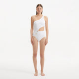 Narelle White One Shoulder Textured Swimsuit | Moeva | Swimsuit | Each week unveils new pieces—luxury swimwear, fluid resort silhouettes, and elevated summer-to-evening essentials designed to carry you from coastal escapes to city nights.