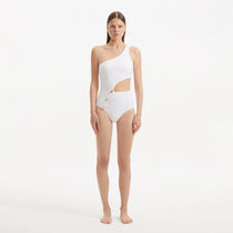 Narelle White One Shoulder Textured Swimsuit | Moeva | Swimsuit | Each week unveils new pieces—luxury swimwear, fluid resort silhouettes, and elevated summer-to-evening essentials designed to carry you from coastal escapes to city nights.