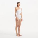 Narelle White One Shoulder Textured Swimsuit | Moeva | Swimsuit | Each week unveils new pieces—luxury swimwear, fluid resort silhouettes, and elevated summer-to-evening essentials designed to carry you from coastal escapes to city nights.