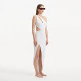 Shore White One-Shoulder Maxi Knitted Dress with Cut-Out Details | Moeva | RTW Dresses | Each week unveils new pieces—luxury swimwear, fluid resort silhouettes, and elevated summer-to-evening essentials designed to carry you from coastal escapes to city nights.