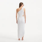 Shore White One-Shoulder Maxi Knitted Dress with Cut-Out Details | Moeva | RTW Dresses | Each week unveils new pieces—luxury swimwear, fluid resort silhouettes, and elevated summer-to-evening essentials designed to carry you from coastal escapes to city nights.