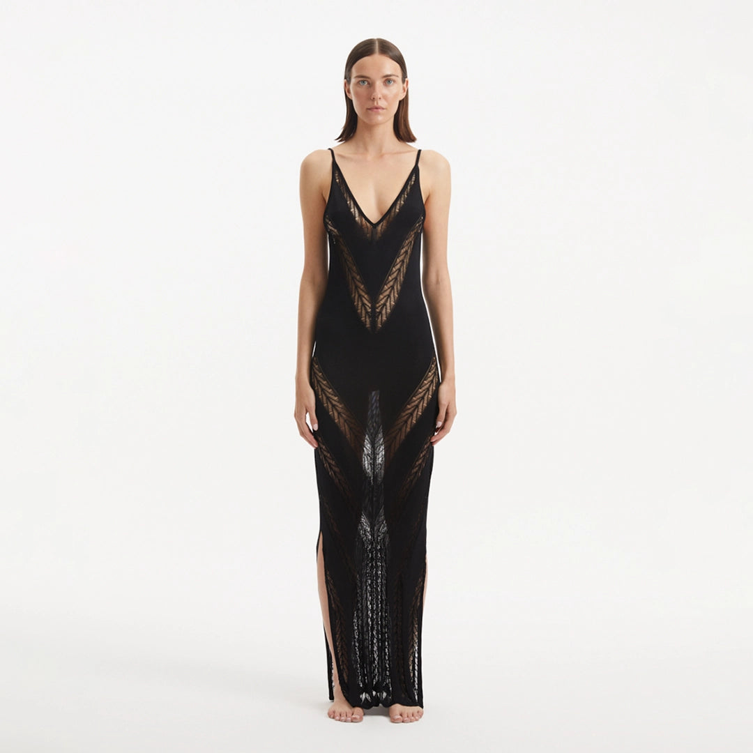 Mimi Black Knit Sleeveless Maxi Dress | Moeva | Beachwear Dresses | Each week unveils new pieces—luxury swimwear, fluid resort silhouettes, and elevated summer-to-evening essentials designed to carry you from coastal escapes to city nights.