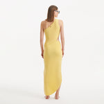 Shore Yellow One-Shoulder Maxi Knitted Dress with Cut-Out Details | Moeva | RTW Dresses | Each week unveils new pieces—luxury swimwear, fluid resort silhouettes, and elevated summer-to-evening essentials designed to carry you from coastal escapes to city nights.