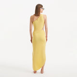 Shore Yellow One-Shoulder Maxi Knitted Dress with Cut-Out Details | Moeva | RTW Dresses | Each week unveils new pieces—luxury swimwear, fluid resort silhouettes, and elevated summer-to-evening essentials designed to carry you from coastal escapes to city nights.