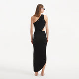 Shore Black One-Shoulder Maxi Knitted Dress with Cut-Out Details | Moeva | RTW Dresses | Each week unveils new pieces—luxury swimwear, fluid resort silhouettes, and elevated summer-to-evening essentials designed to carry you from coastal escapes to city nights.