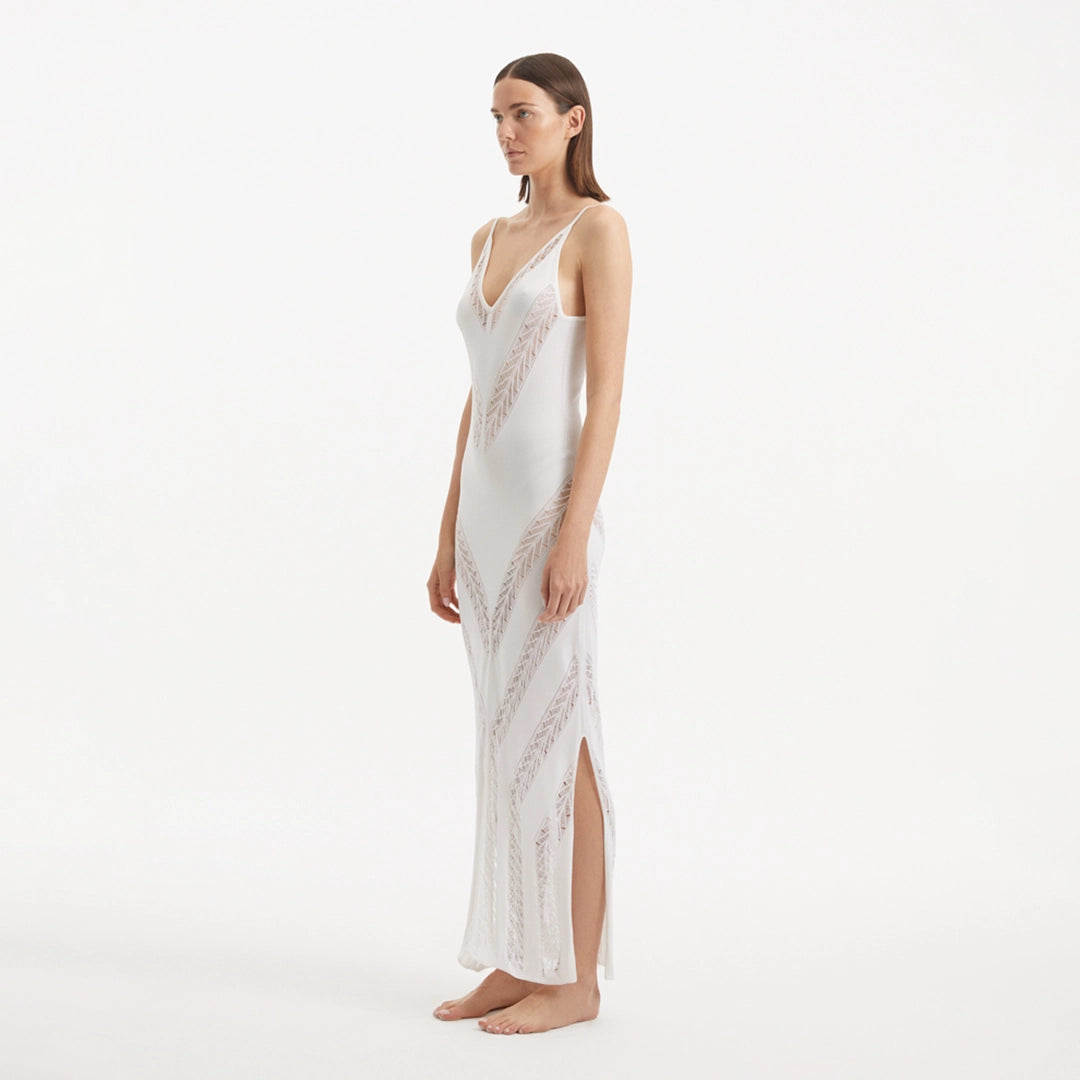 Mimi White Knit Sleeveless Maxi Dress | Moeva | Beachwear Dresses | Each week unveils new pieces—luxury swimwear, fluid resort silhouettes, and elevated summer-to-evening essentials designed to carry you from coastal escapes to city nights.
