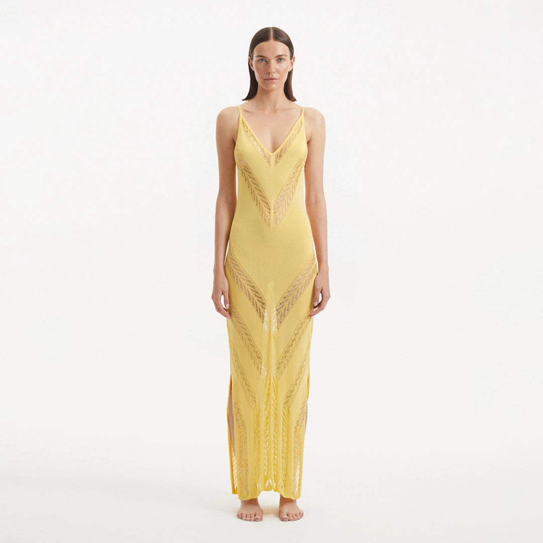 Mimi Yellow Knit Sleeveless Maxi Dress | Moeva | Beachwear Dresses | Each week unveils new pieces—luxury swimwear, fluid resort silhouettes, and elevated summer-to-evening essentials designed to carry you from coastal escapes to city nights.