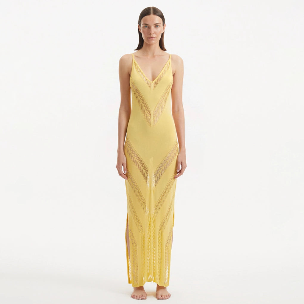 Mimi Yellow Knit Sleeveless Maxi Dress | Moeva | Dress | Each week unveils new pieces—luxury swimwear, fluid resort silhouettes, and elevated summer-to-evening essentials designed to carry you from coastal escapes to city nights.