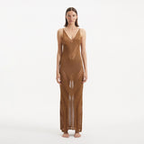 Mimi Brown Knit Sleeveless Maxi Dress | Moeva | Beachwear Dresses | Each week unveils new pieces—luxury swimwear, fluid resort silhouettes, and elevated summer-to-evening essentials designed to carry you from coastal escapes to city nights.
