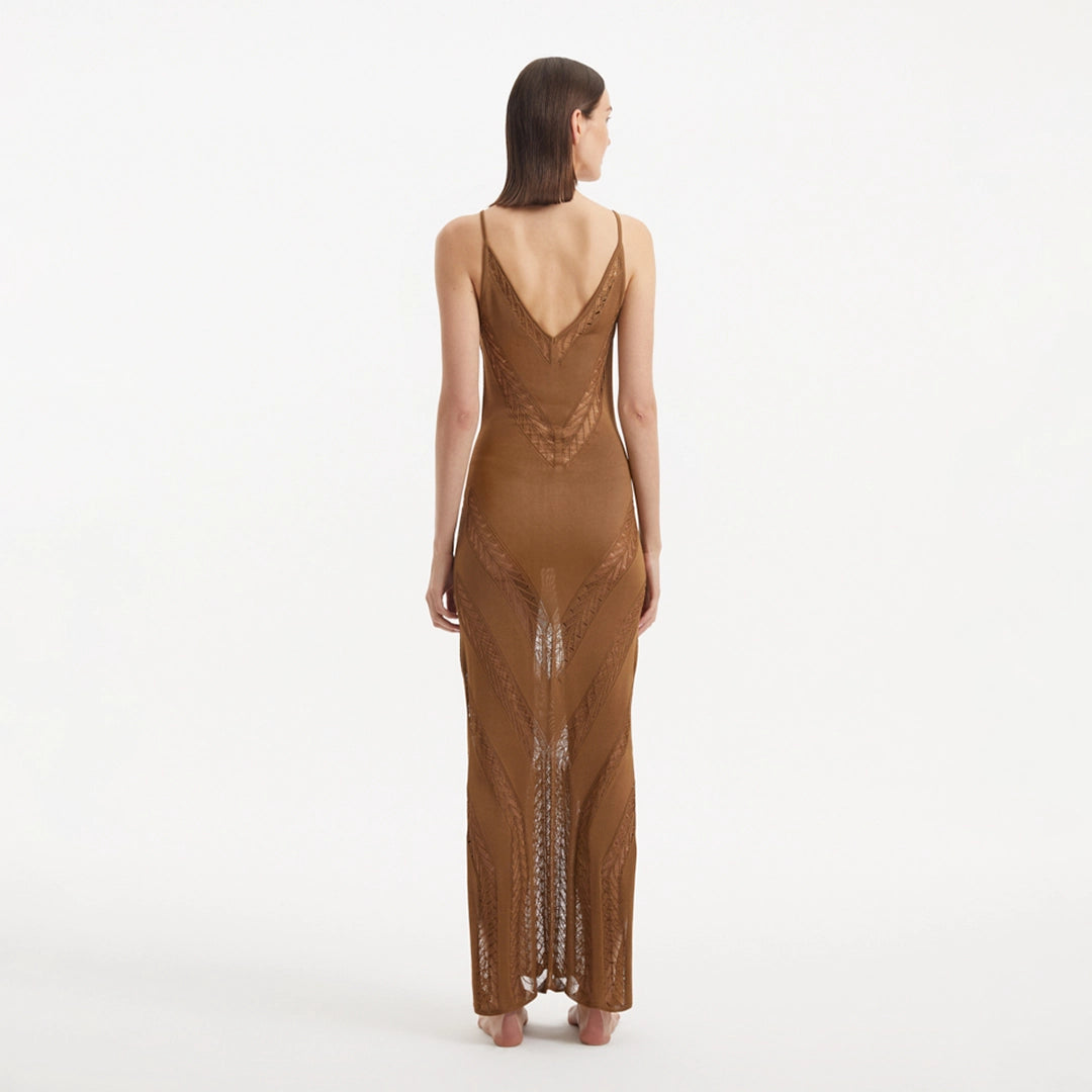 Mimi Brown Knit Sleeveless Maxi Dress | Moeva | Beachwear Dresses | Each week unveils new pieces—luxury swimwear, fluid resort silhouettes, and elevated summer-to-evening essentials designed to carry you from coastal escapes to city nights.