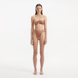 Clyde Brown Bandeau High Waist Satin Bikini Set | Moeva | Bikini Sets | Each week unveils new pieces—luxury swimwear, fluid resort silhouettes, and elevated summer-to-evening essentials designed to carry you from coastal escapes to city nights.