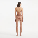 Clyde Brown Bandeau High Waist Satin Bikini Set | Moeva | Bikini Sets | Each week unveils new pieces—luxury swimwear, fluid resort silhouettes, and elevated summer-to-evening essentials designed to carry you from coastal escapes to city nights.