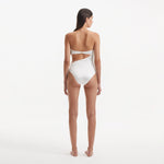 Marilla White Bandeau Satin Swimsuit | Moeva | Swimsuit | Each week unveils new pieces—luxury swimwear, fluid resort silhouettes, and elevated summer-to-evening essentials designed to carry you from coastal escapes to city nights.