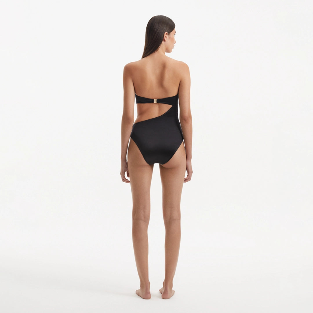 Marilla Black Bandeau Satin Swimsuit | Moeva | Swimsuit | Each week unveils new pieces—luxury swimwear, fluid resort silhouettes, and elevated summer-to-evening essentials designed to carry you from coastal escapes to city nights.